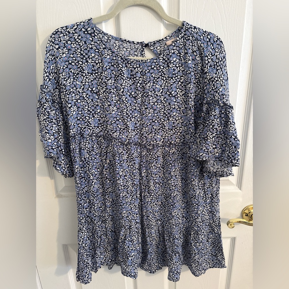 Floral Blue and White Dress